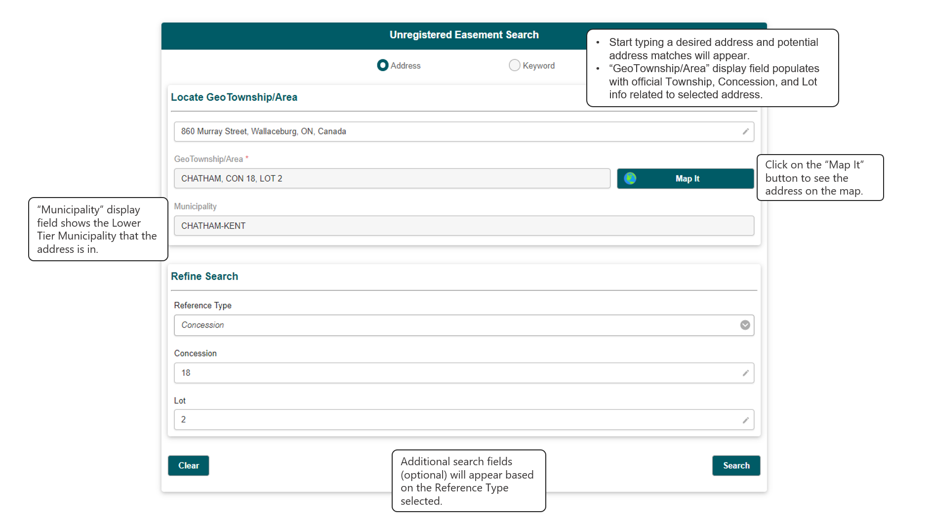 Search By Address exmple